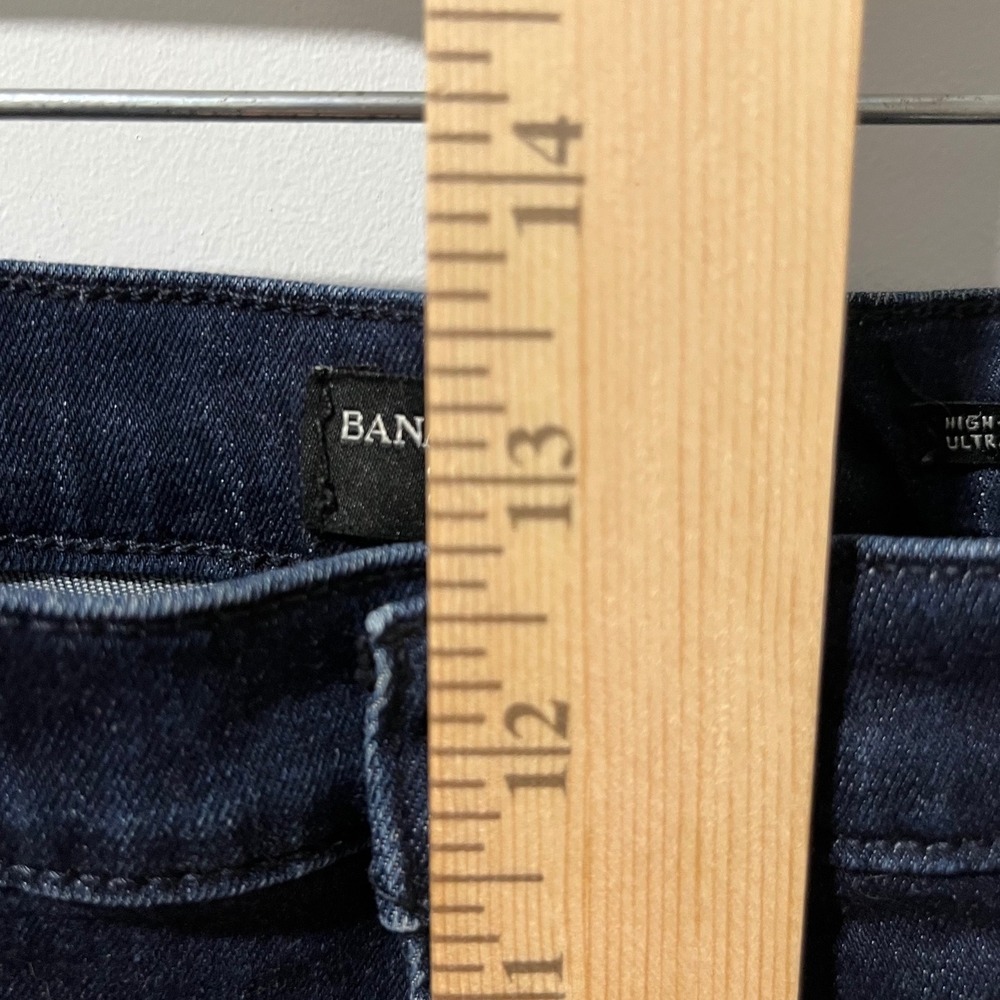 Banana Republic High Rise Skinny Jeans Dark Wash Premium Denim 33 Short - Picture 8 of 10